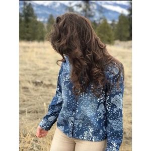Chico's denim paisley shirt size 0 small
